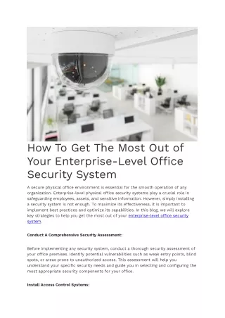 Your Enterprise-Level Office Security System