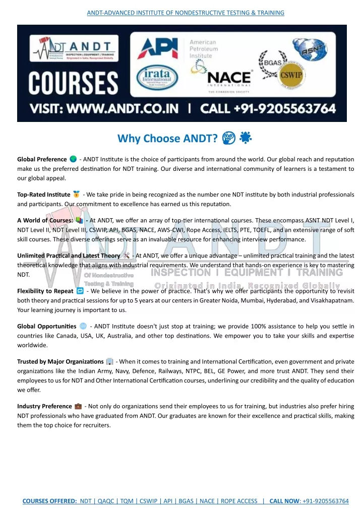 andt advanced institute of nondestructive testing