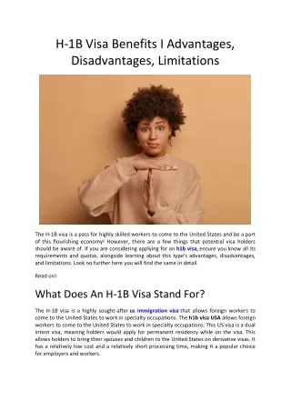 h 1b visa benefits i advantages disadvantages