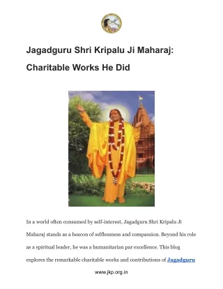 Jagadguru Shri Kripalu Ji Maharaj_ Charitable Works He Did (1)