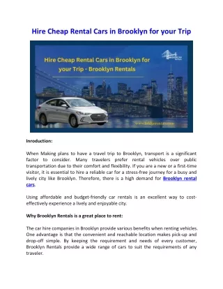 Hire Cheap Rental Cars in Brooklyn for your Trip