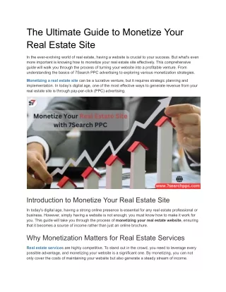 The Ultimate Guide to Monetize Your Real Estate Site