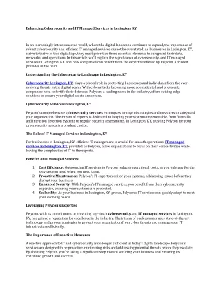 enhancing cybersecurity and it managed services
