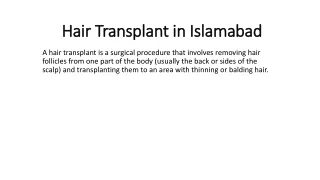 Hair Transplant in Islamabad