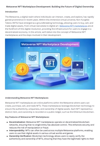 Metaverse NFT Marketplace Development Building the Future of Digital Ownership