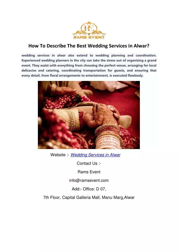 how to describe the best wedding services in alwar