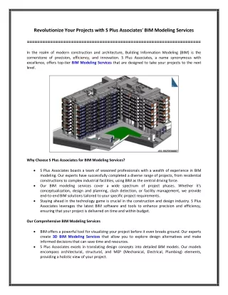 Revolutionize Your Projects with S Plus Associates' BIM Modeling Services