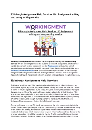 Edinburgh Assignment Help Services UK: Assignment writing and essay writing serv