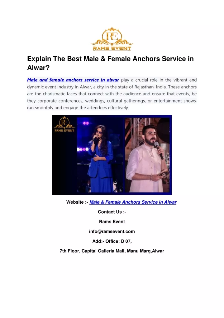 explain the best male female anchors service