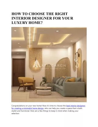HOW TO CHOOSE THE RIGHT INTERIOR DESIGNER FOR YOUR LUXURY HOME?