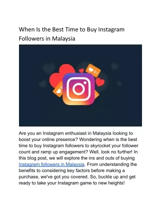 When Is the Best Time to Buy Instagram Followers in Malaysia