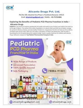 Pediatric PCD Pharma Franchise in India