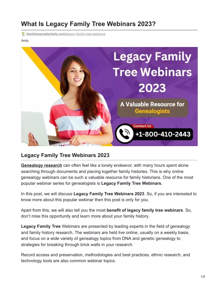 what is legacy family tree webinars 2023