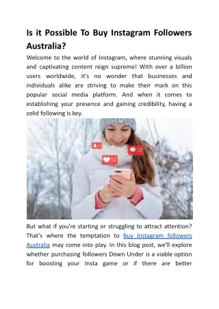 Is it Possible To Buy Instagram Followers Australia