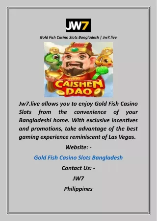 Gold Fish Casino Slots Bangladesh  Jw7.live