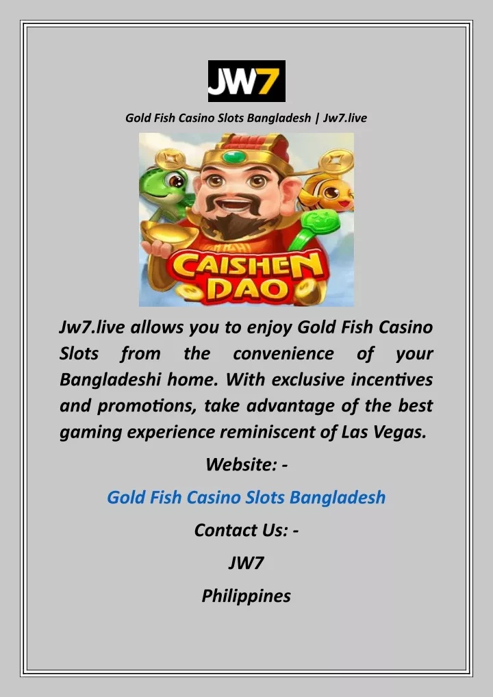 gold fish casino slots bangladesh jw7 live