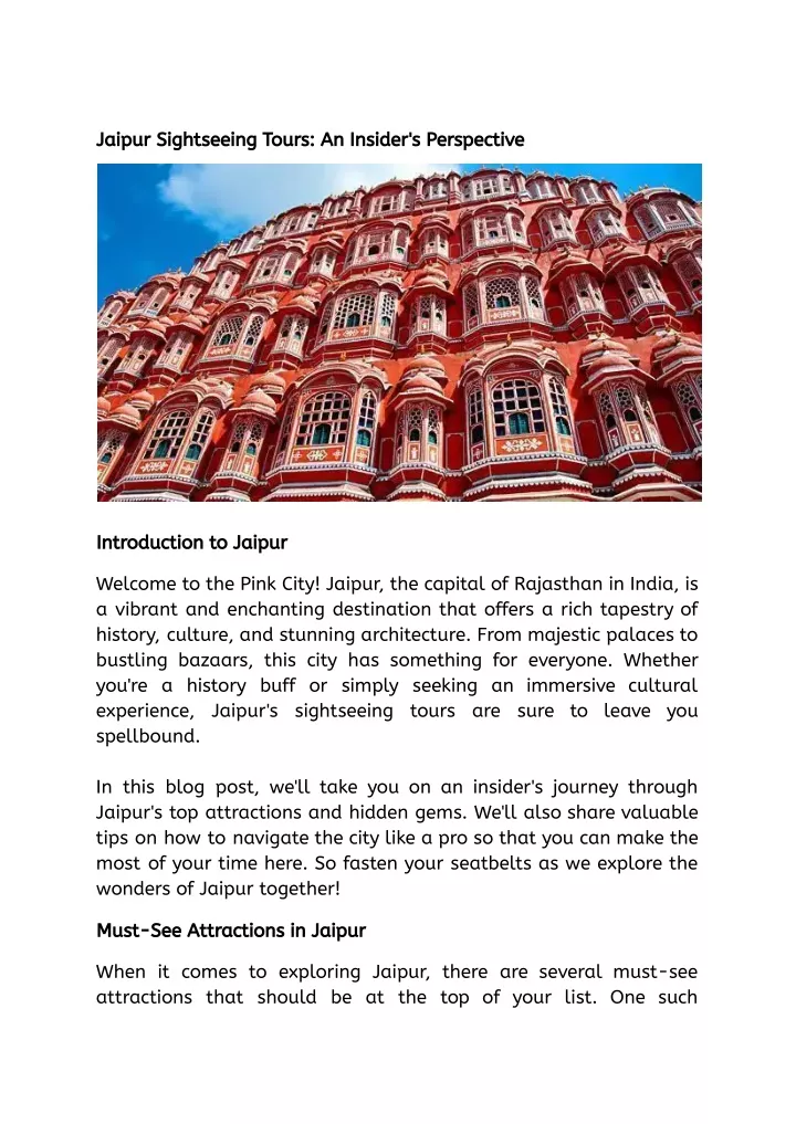 jaipur sightseeing tours an insider s perspective