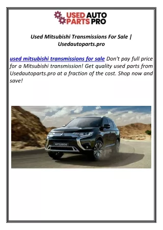 Used Mitsubishi Transmissions For Sale | Usedautoparts.pro