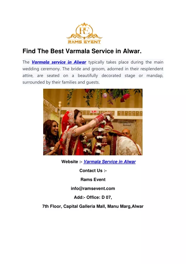 find the best varmala service in alwar
