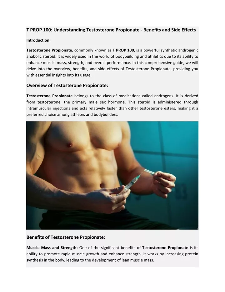 t prop 100 understanding testosterone propionate