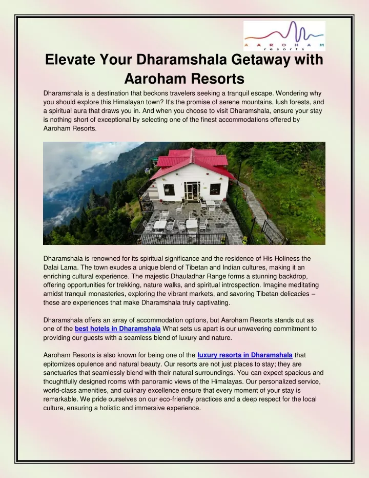 elevate your dharamshala getaway with aaroham