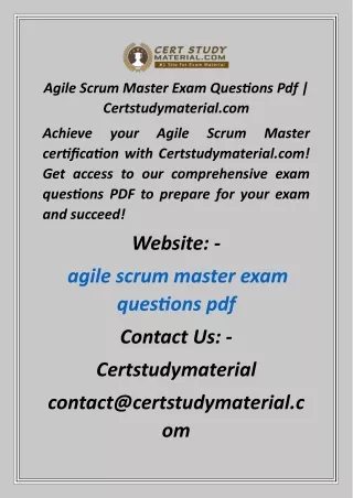 Agile Scrum Master Exam Questions Pdf  Certstudymaterial