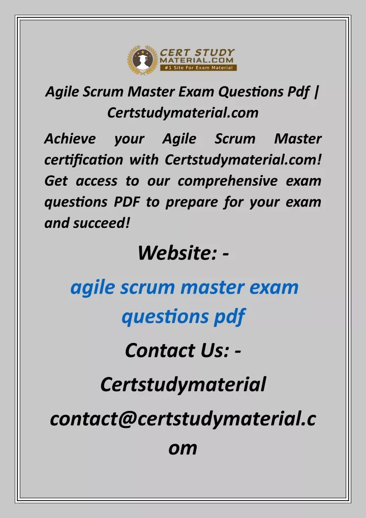 agile scrum master exam questions