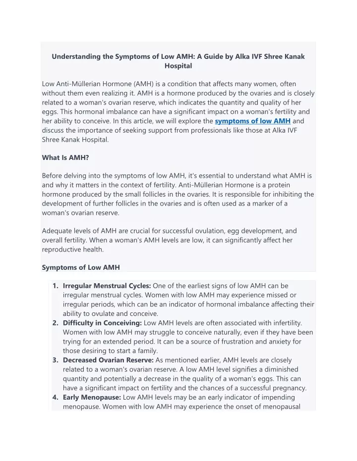 understanding the symptoms of low amh a guide