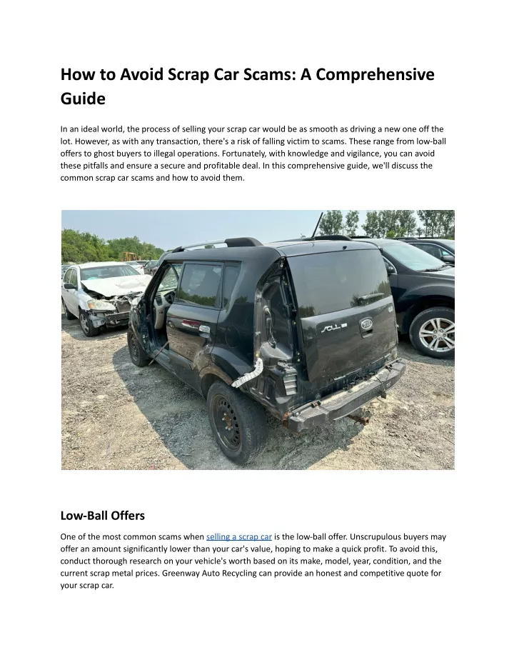 how to avoid scrap car scams a comprehensive guide