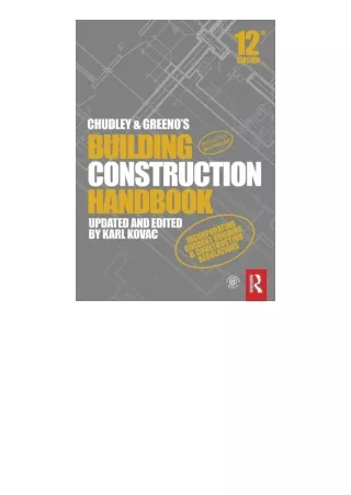 Ebook download Chudley And Greenos Building Construction Handbook free acces