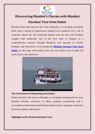 Discovering Mumbai Charms with Mumbai Darshan Tour from Dadar