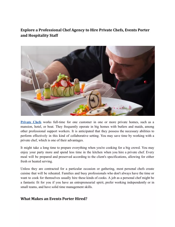 explore a professional chef agency to hire