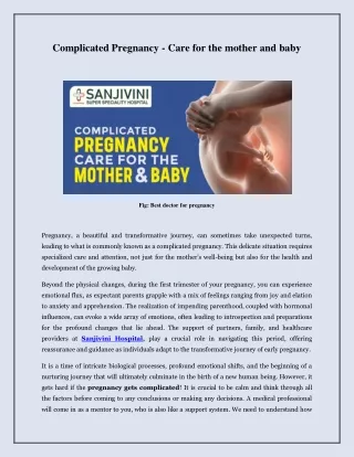 Complicated Pregnancy - Care for the mother and baby