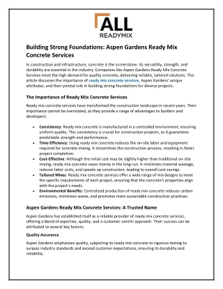 building strong foundations aspen gardens ready