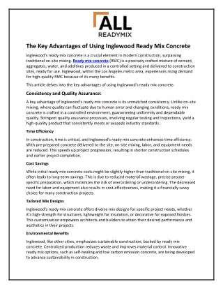 the key advantages of using inglewood ready