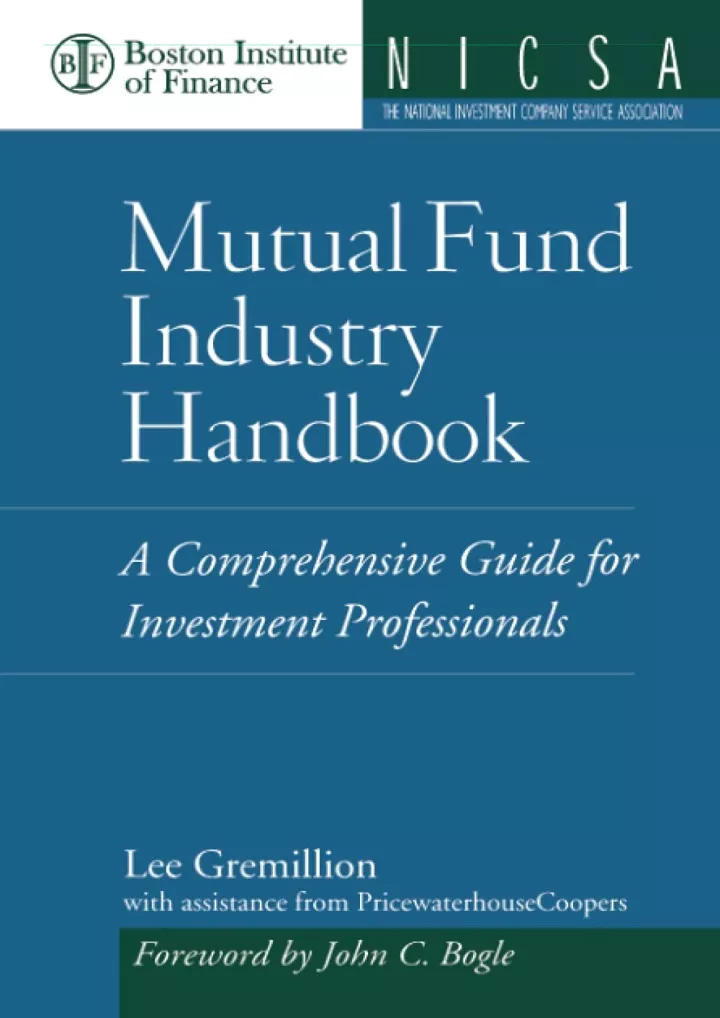 mutual fund industry handbook a comprehensive