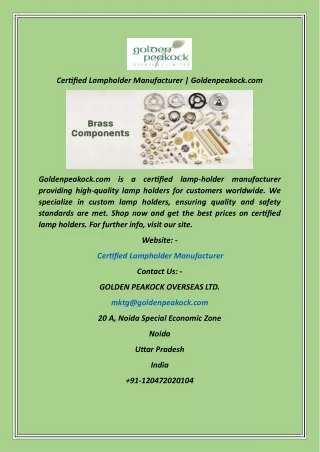Certified Lampholder Manufacturer  Goldenpeakock