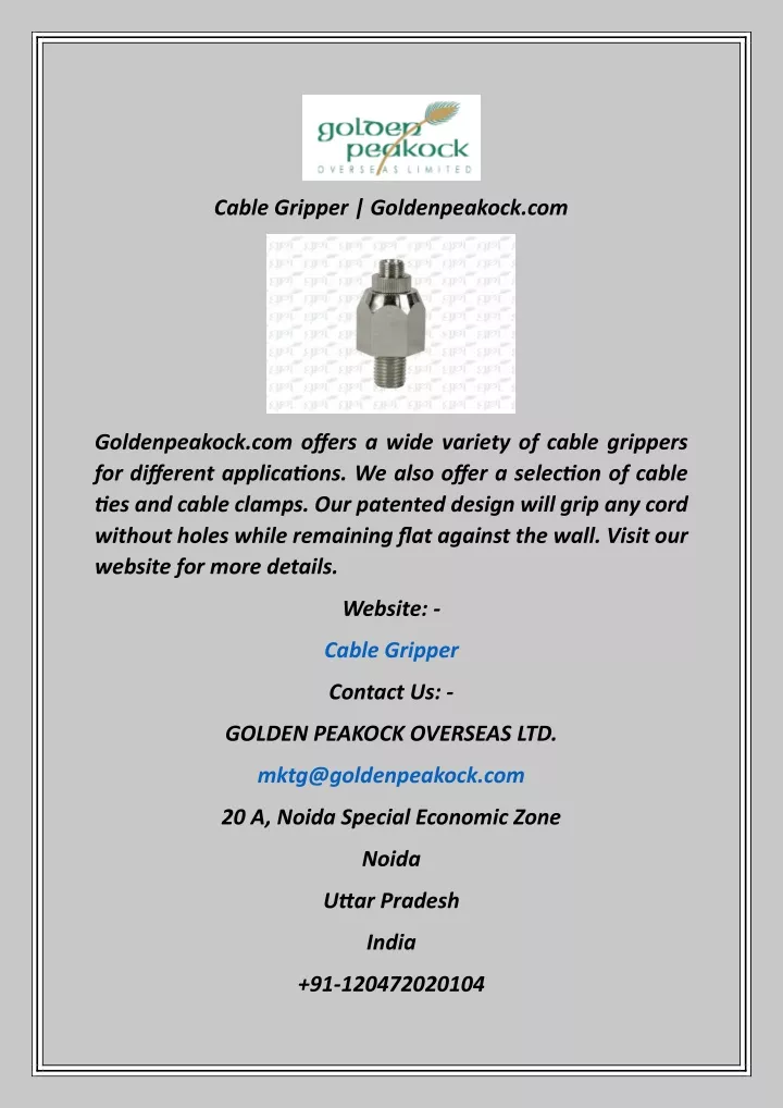 cable gripper goldenpeakock com