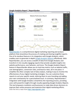 google analytics report reportgarden