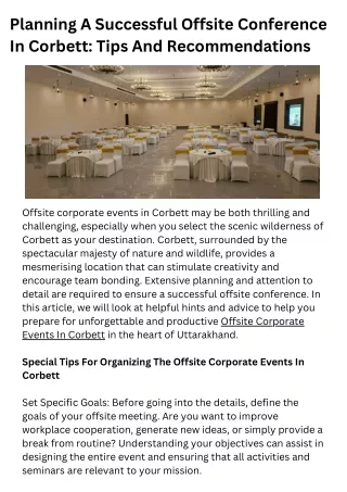 Planning A Successful Offsite Conference In Corbett: Tips And Recommendations