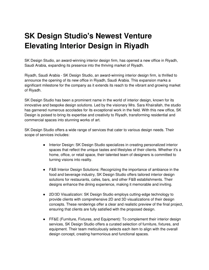 sk design studio s newest venture elevating