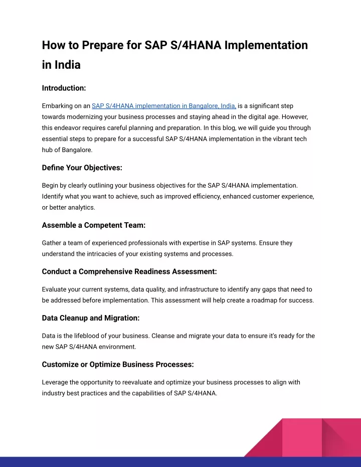 how to prepare for sap s 4hana implementation