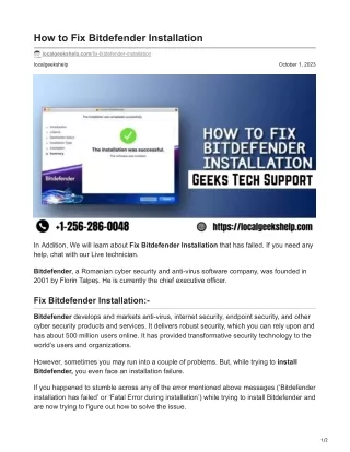 how to fix bitdefender installation