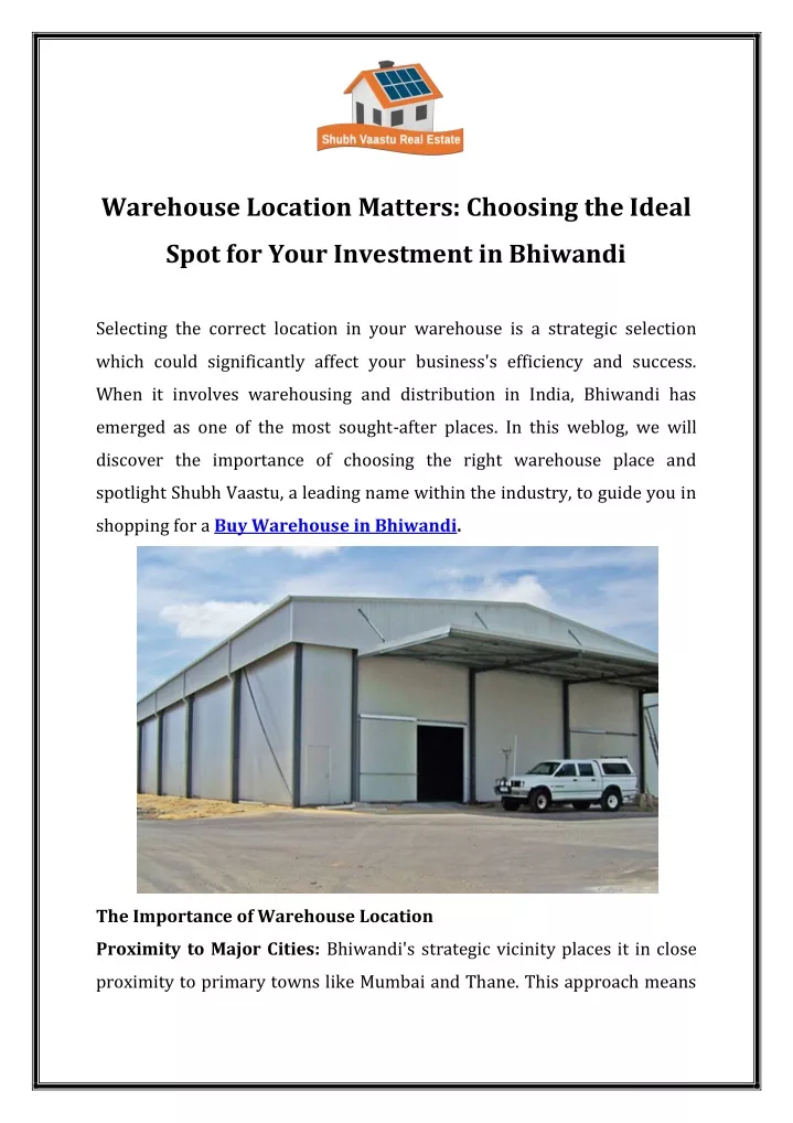warehouse location matters choosing the ideal