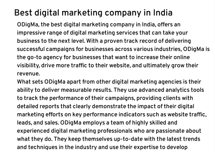 best digital marketing company in india odigma