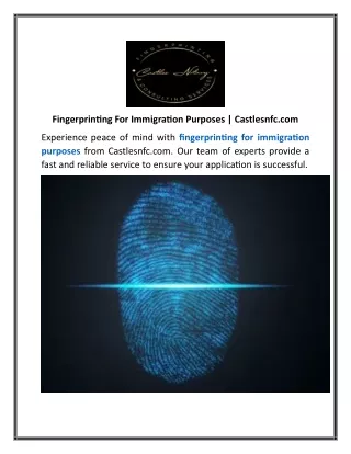 Fingerprinting For Immigration Purposes