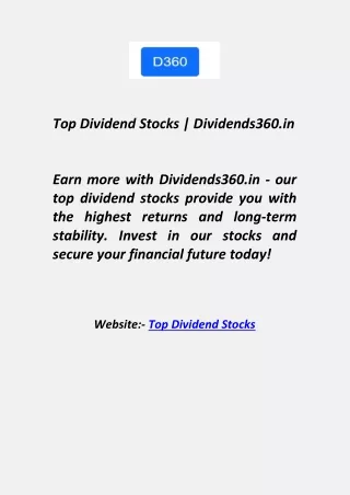 Top Dividend Stocks  Dividends360 in