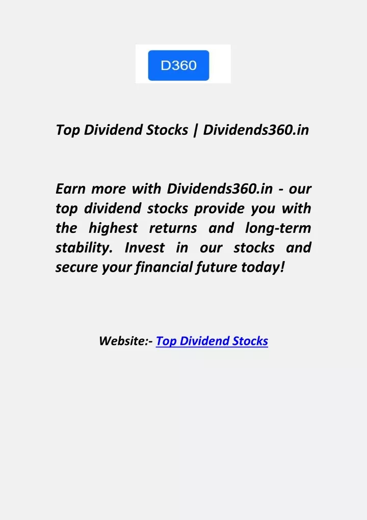 top dividend stocks dividends360 in