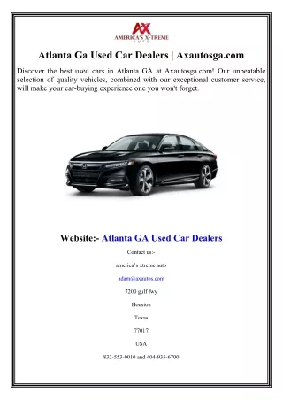 Atlanta Ga Used Car Dealers  Axautosga.com