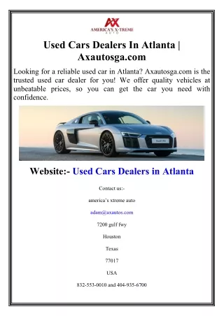 Used Cars Dealers In Atlanta  Axautosga.com